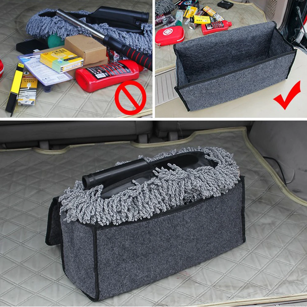 Woolen Felt Storage Bag Auto Organizer Trunk Case Holder Box Rear Seat Back Mounting Folding Pouch Off Road 4x4 Car Accessories