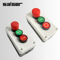 Start Stop NC Emergency Stop NO Red Green Control Electric Circuit 600V 10A OFF-ON-OFF Flat Push Button Switch