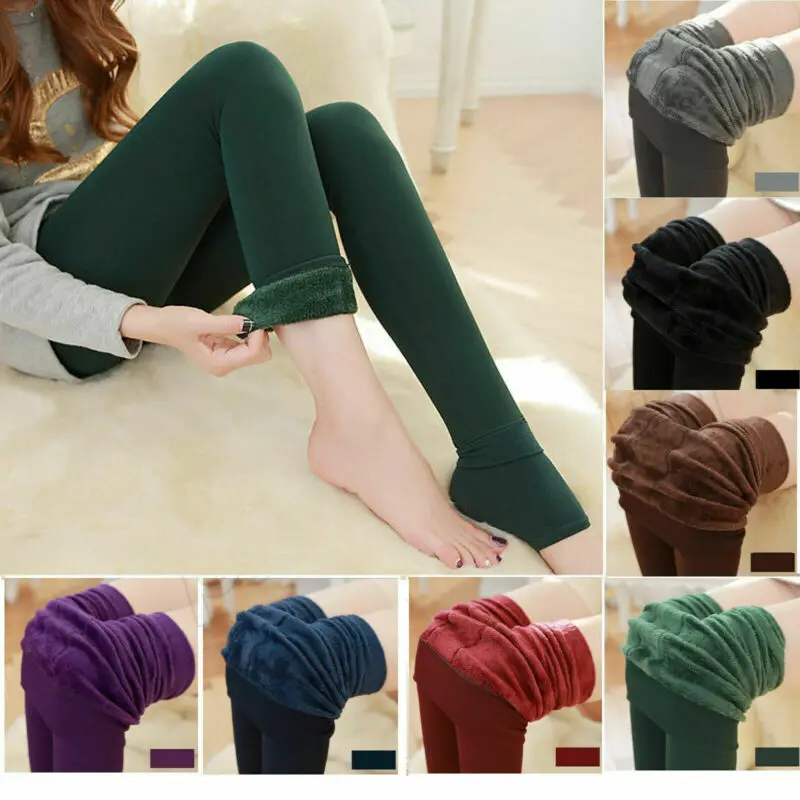 8 Colors Womens Tights Winter Warm Fleece Lined Pantys High Waist Female Thermal Stretchy Slim Skinny Tights Solid Colors