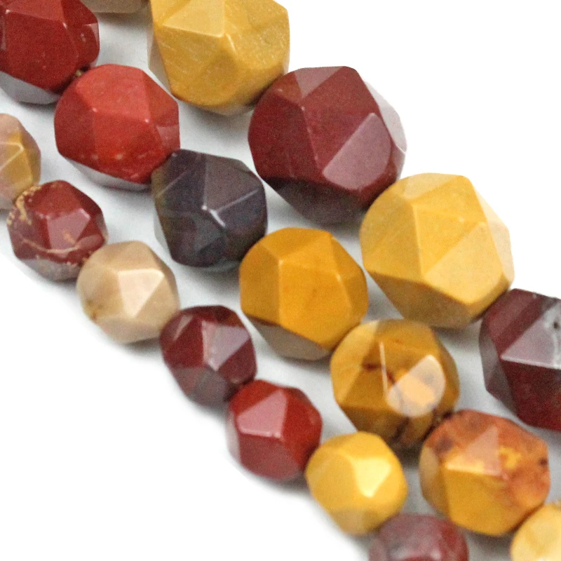 Natural Faceted Mookaite Egg Yolk Stone Spacers Loose Beads DIY Charms Bracelet Earrings for Jewelry Making 14\