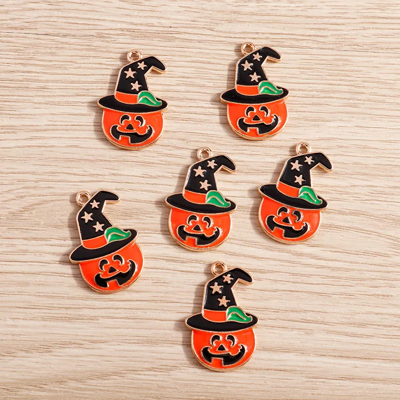 10 teile/los Halloween Charms Emaille Nette Kürbis Fledermaus Geister Charms Anhänger für Schmuck Machen Halsketten Ohrringe DIY Handwerk Versorgung – Detail 21