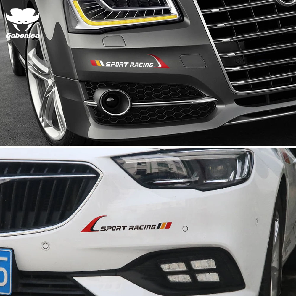 2pcs Sport Racing decal Car front bumper sticker accessories For Audi TT A1 A3 A4 A5 A6 A7 A8 B5 B6 B7 B8 C5 C6 Q2 Q3 Q5 Q7 R8