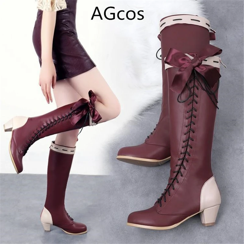 AGCOS Customsized Violet Evergarden Cosplay Shoes Woman Violet Evergarden Cosplay Christmas Boots