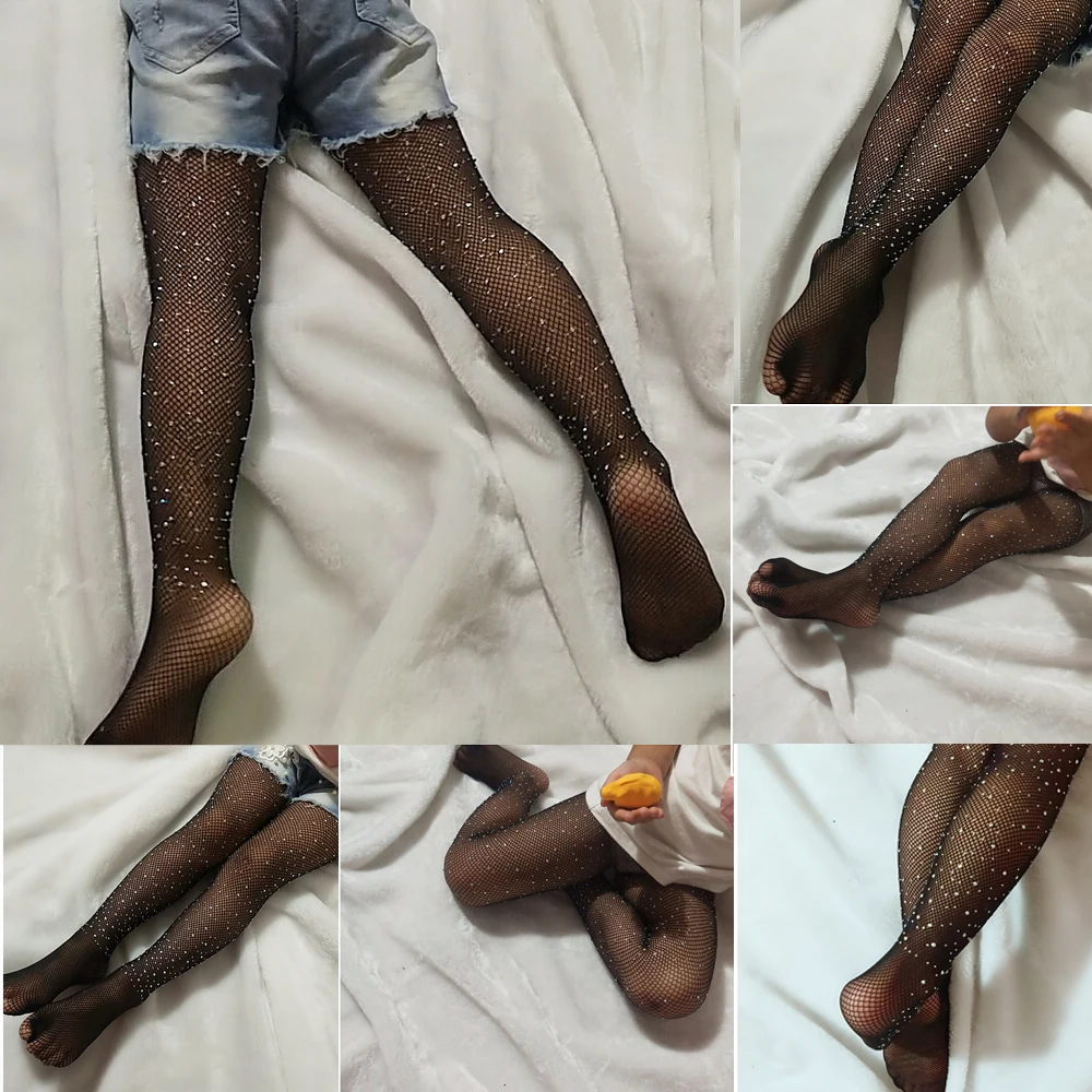 Girls Rhinestone Mesh Fishnet Net Pattern Pantyhose Tights Stockings for Children kids baby girl Summer New Hot Sale