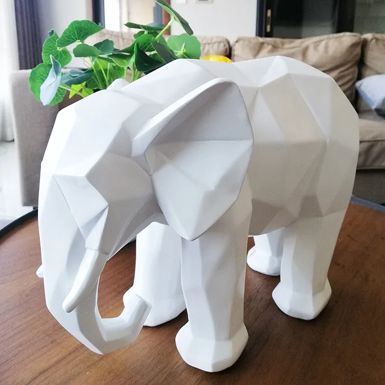 

Nordic Geometric elephant artwork craft resin Dimensional sculpture handicraft study living room home office decoration a0729