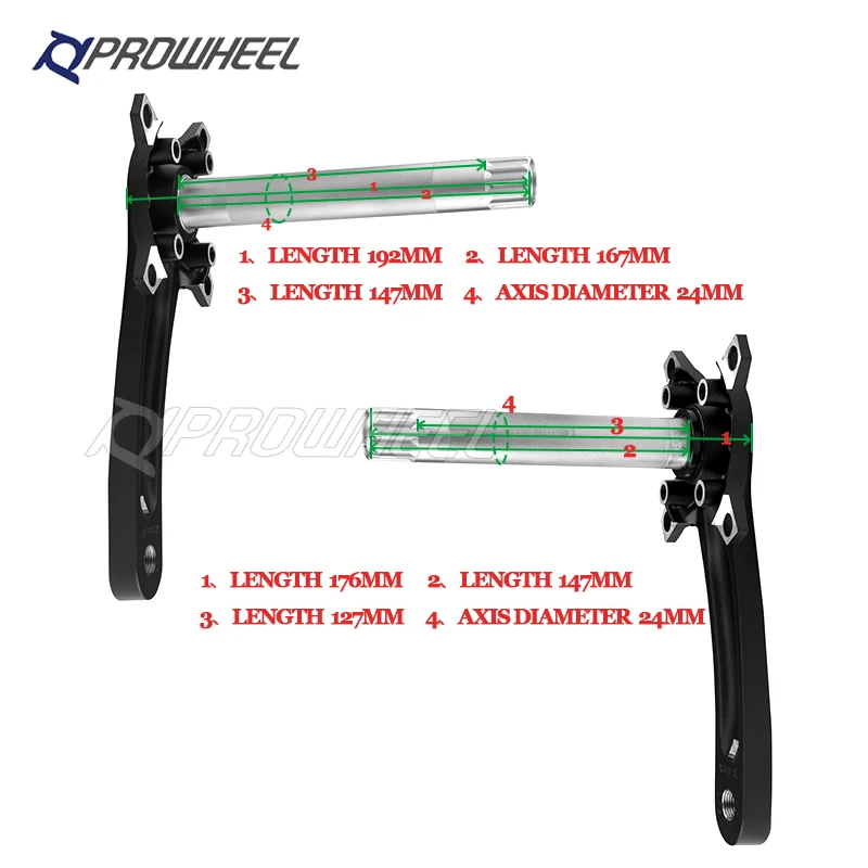 Prowheel Snow Bike Crank sprocket 170mm BB100/120mm Fat Bicycle Crankset 32T/34T/36T/38T/40T/42T 104BCD Narrow Wide Chainring