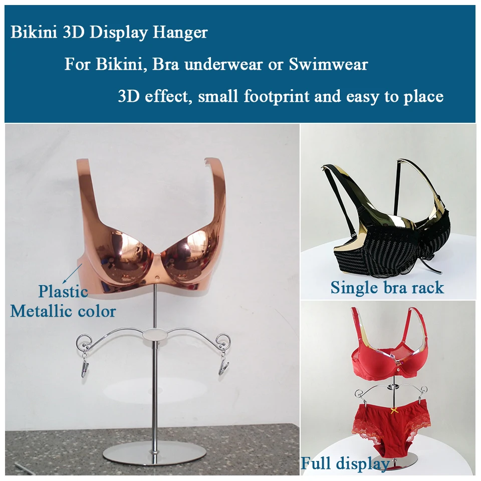 Plastic Hanger for Professional Bikini Underwear Store, Bra Display, Plated Metal Effect, Underwear Show Model, 34B & 34C Size