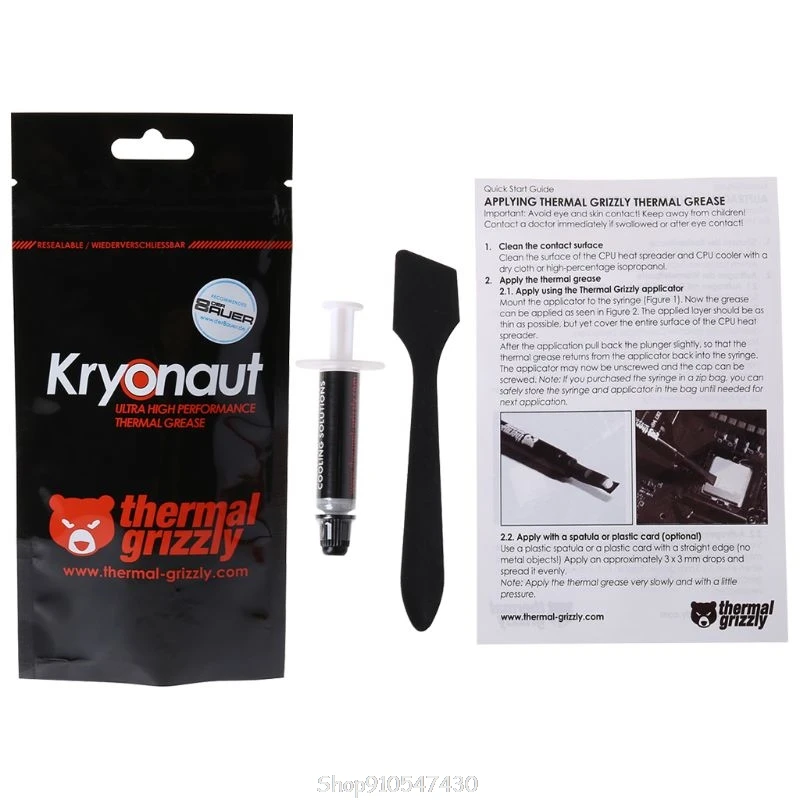 Thermal Grizzly Kryonaut 1GสำหรับCPU AMDโปรเซสเซอร์Intelพัดลมฮีทซิงค์Compound Coolingความร้อนCoolerจาระบีความร้อนD10 20