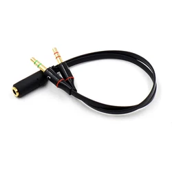 Hot 3.5mm Jack 1 Female To 2 Male Stereo Earphone Headphone Mic Microphone Audio Headset Splitter Cable Cord Wire Adapter
