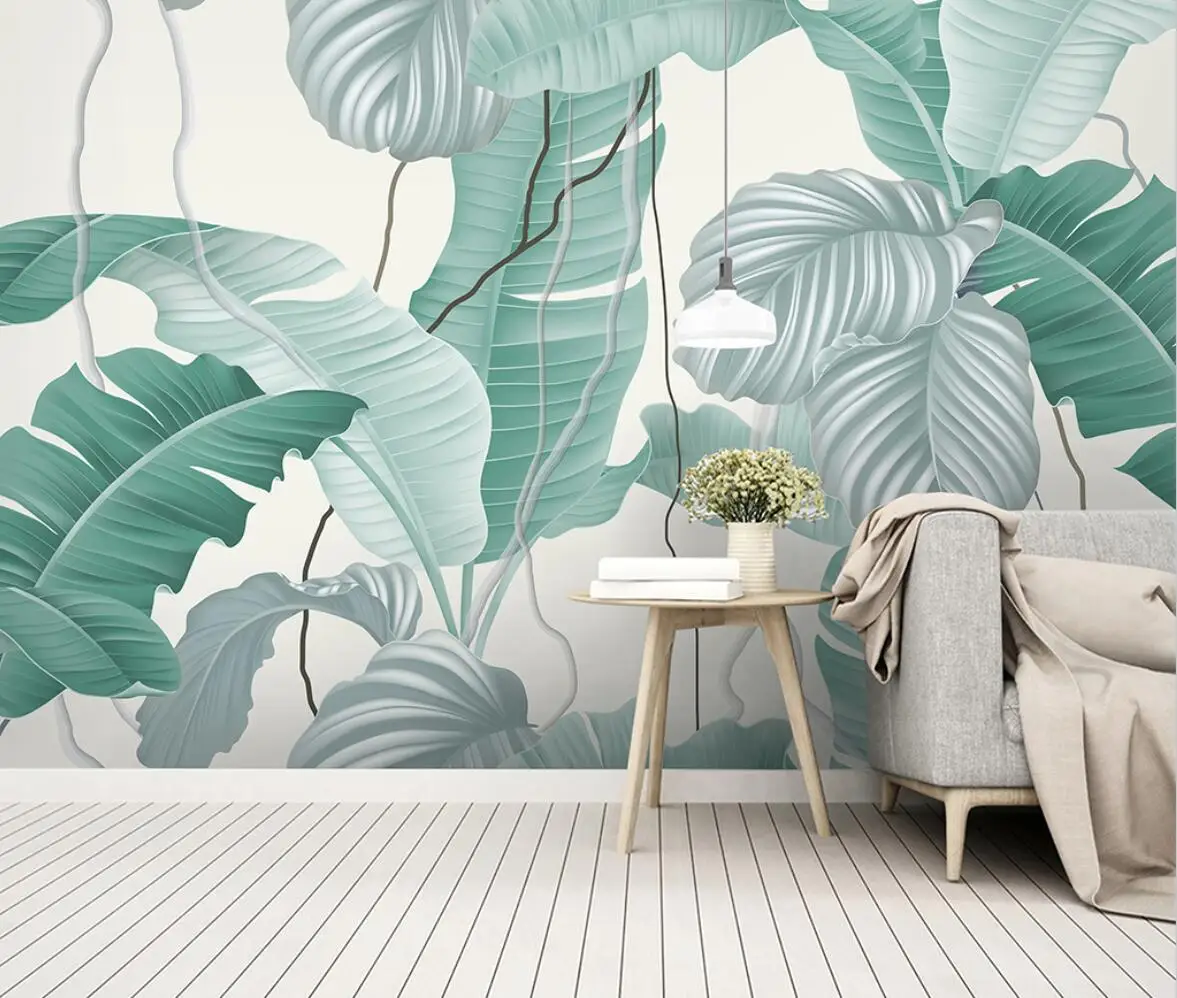 Custom-sized wallpaper tropical rainforest plants flower murals home decorations banana leaf tapestries photo 3d wallpaper