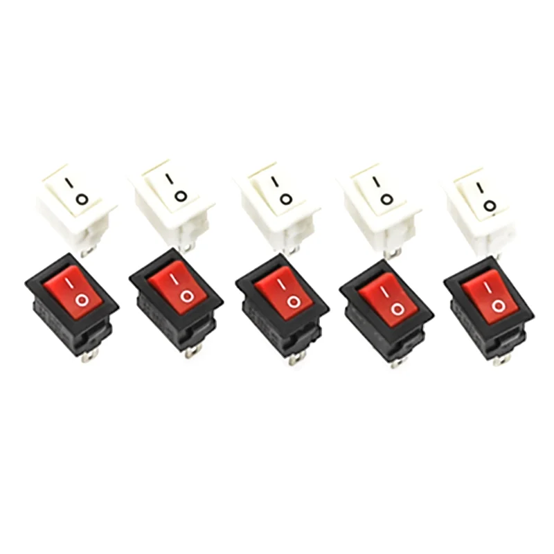 5/10/15 pcs KCD11 15*10 2 Pin 3A 250V interruttore barca rosso nero bianco Snap-in SPST ON OFF posizione bilanciere MINI interruttore 15mm x 10mm