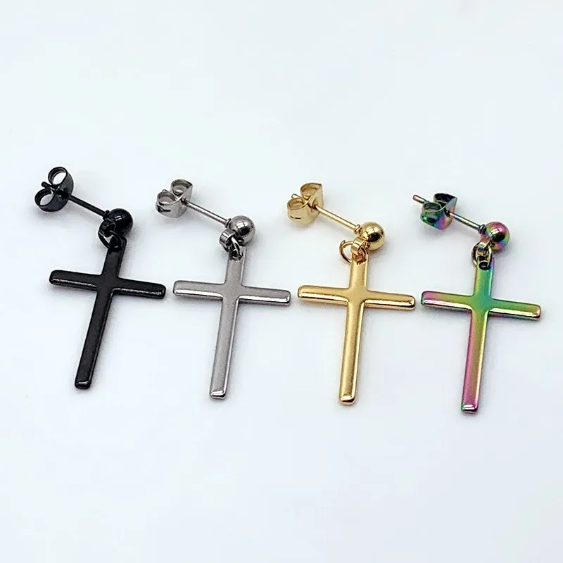 1 Stück Männer Frauen Punk Gothic Kreuz Übertrieben Klassische Metall Christian Kette Tropfen Baumeln Ohrringe Straße Hip Hop Schmuck Kpop – Detail 6