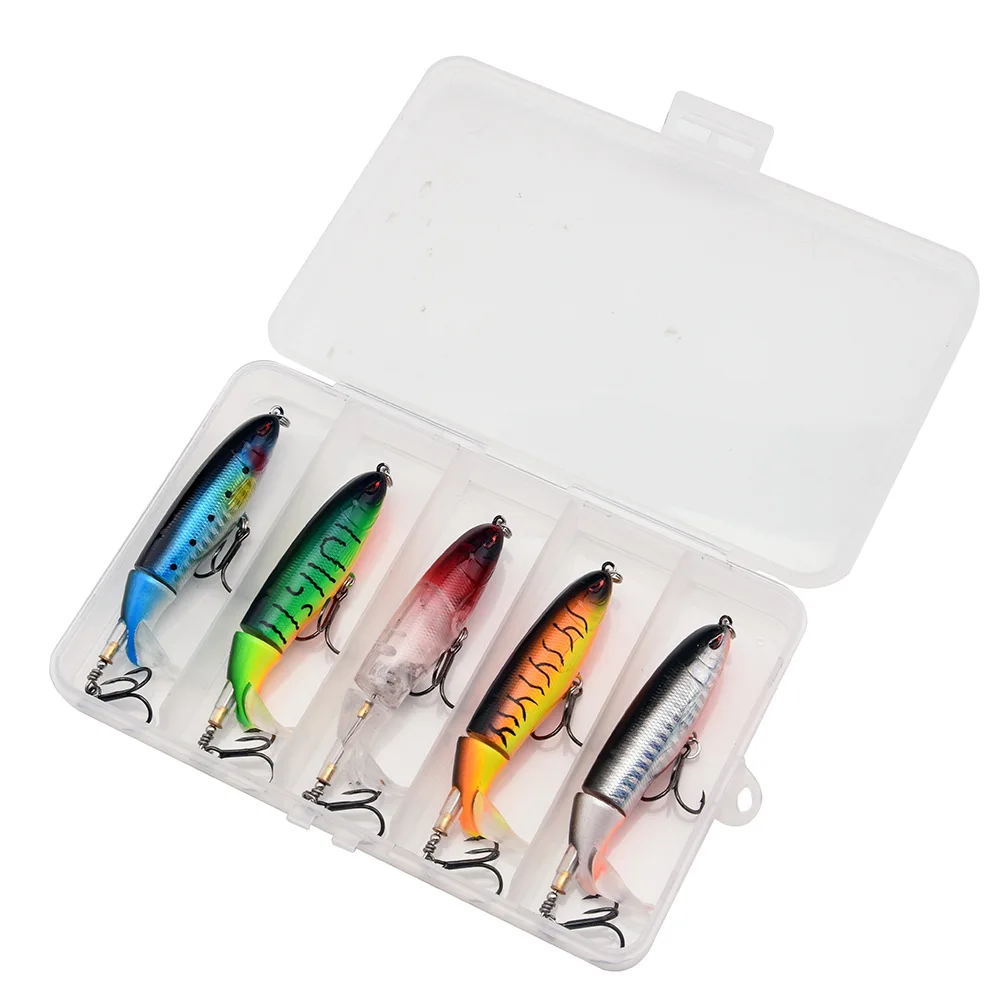 Whopper Plopper Bait Topwater Fishing Lure Frog Set Floating Pencil Popper Hard Bait Wobbler Rotating Tail with Box