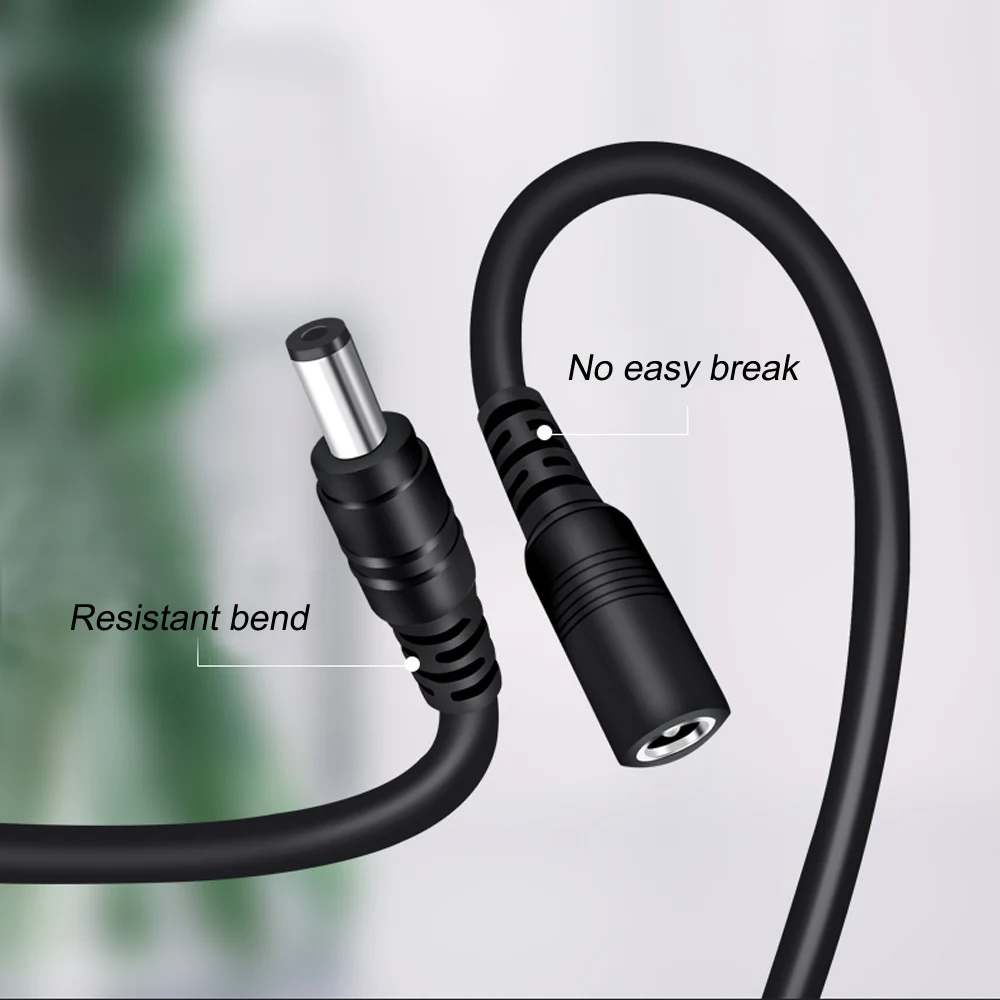 Power Extension Cable 5 Meter 16ft 5.5mm x 2.1 Socket Connector Compatible with 12V DC Adapter for CCTV Security WiFi IP Camera