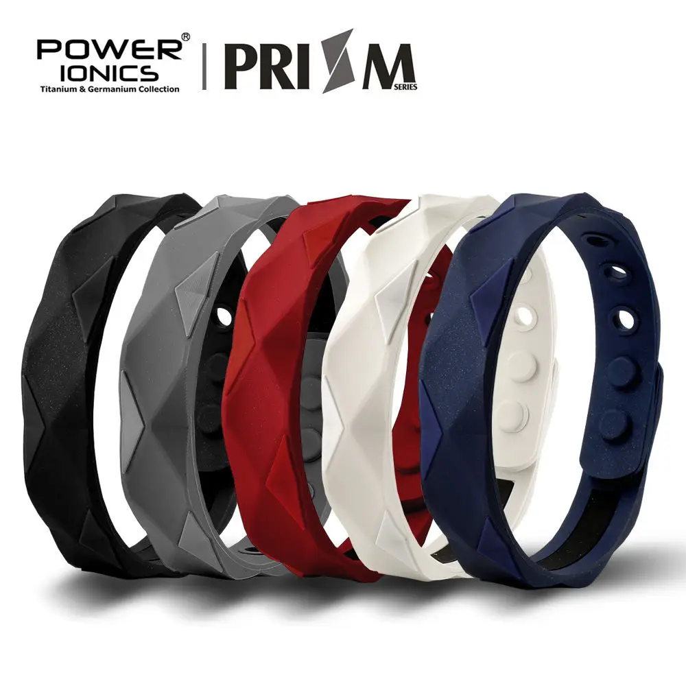 Power Ionics-Pulseira de titânio germânio para homens e mulheres, pulseiras prisma, silicone, 2000 iões