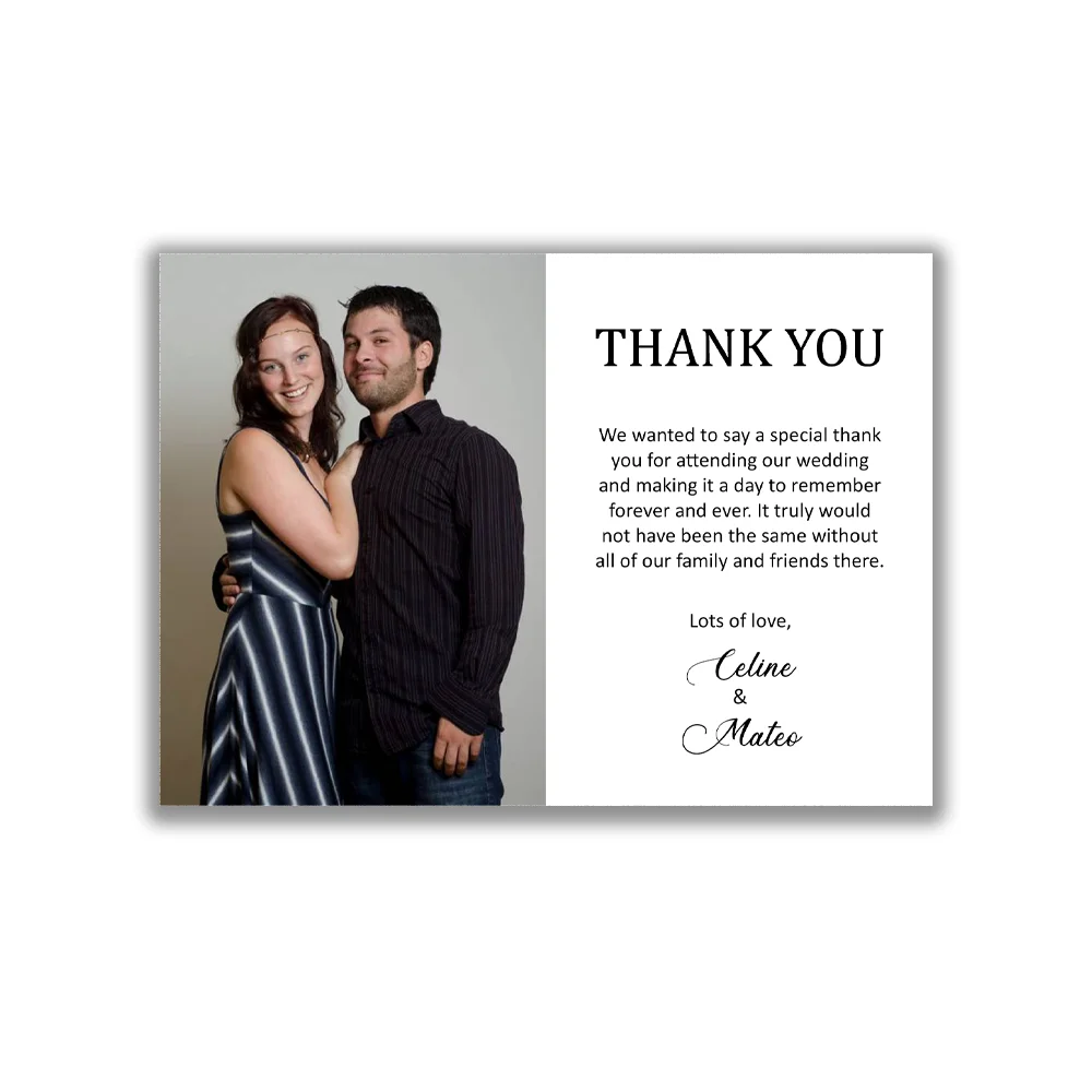 Wedding Thank You Card with Photo, Minimalist, Modern