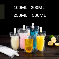 10 sztuk 100ml ~ 500ml przezroczysty Stand up wylewka torby na napoje plastikowe wylewki woreczki na wesele sok owocowy piwo z lejkami