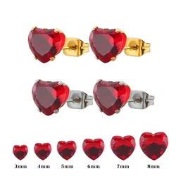 Uelf Fine jewelry wholesale Red heart Gold Silver stud earring female fashion accessories crystals stud earring bridal jewelry