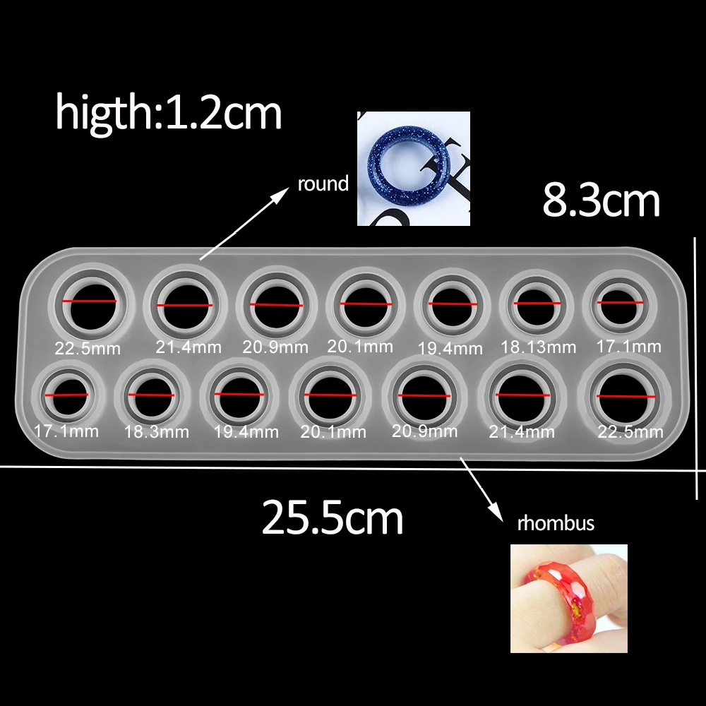 1Pcs Ringe Harz Epoxy Formen Gemischte Größe Silikon Casting Formen Werkzeug Für DIY Schmuck, Die Entdeckungen Liefert Zubehör