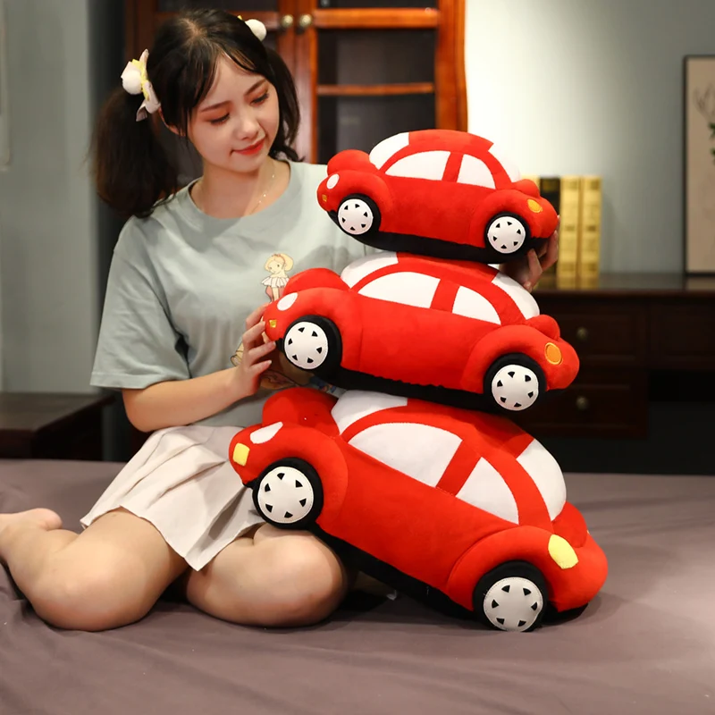 1pc Car Plush Toy Cute Stuffed Fluffy Car Throw Pillow Baby Kids Home Decor Boy\'s Toy Birthday Gift for Children
