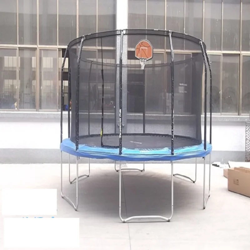 TECHSPORT 14-Feet Commercial Trampoline With Safety Net Bungee Jumping Adults With Slides Square Park Big Outdoor Jumping Bed