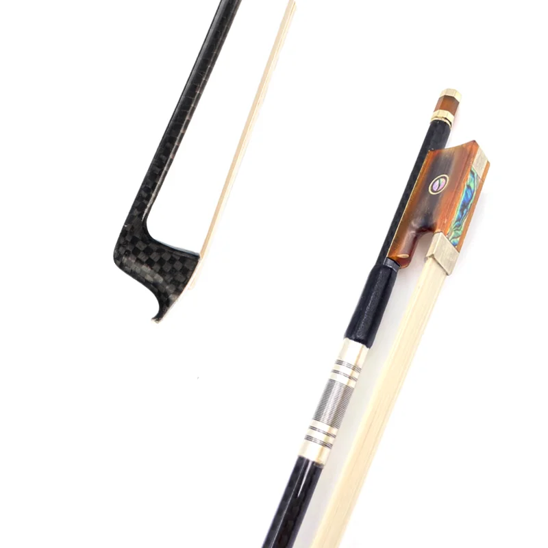 1pcs professional New light black plaid Grid carbon Fiber Stick violin bow Fiddle Bow,Siberia white horsehair horsetail