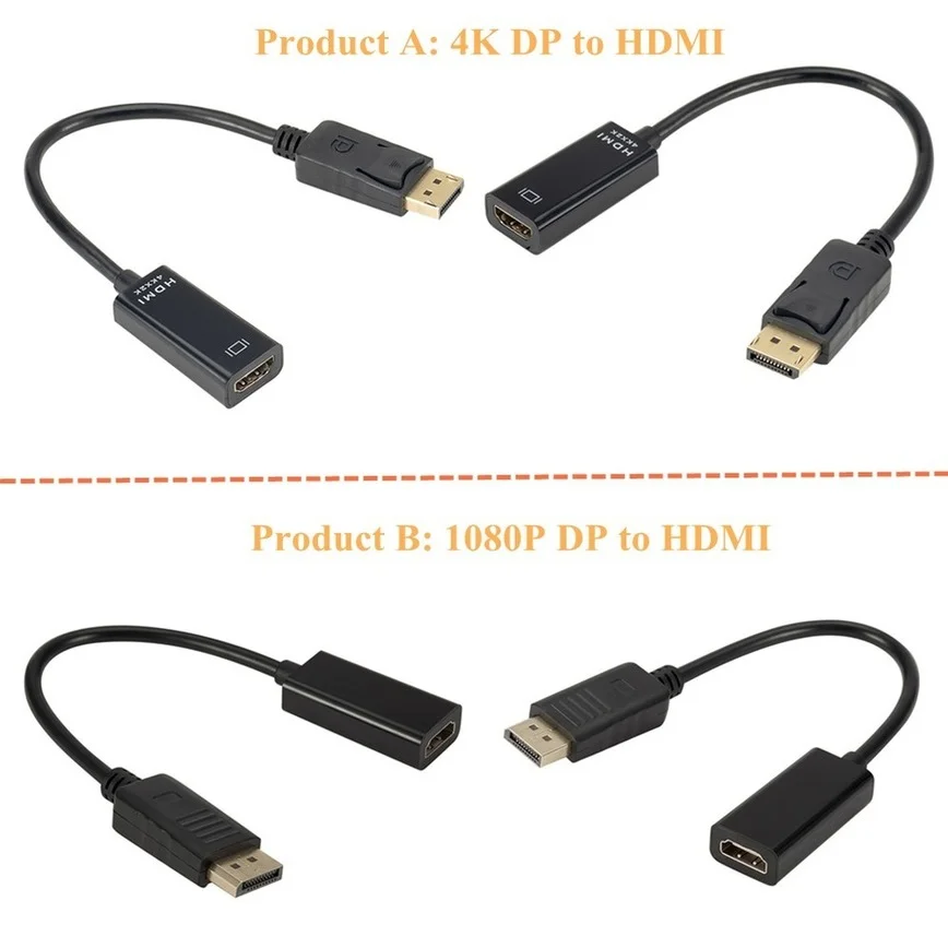 Grwibeou 4k dp para hdmi-compatível macho para fêmea displayport adaptador cabo para tv pc mini projetor monitor de televisão projetor