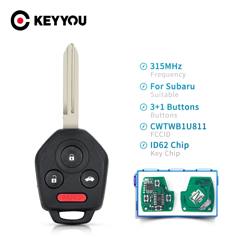 

KEYYOU For Subaru Tribeca 3.6L Base 2011 2012 2013 2014 CWTWB1U811 4 Buttons Remote Car Control Key For Subaru 4D62 Chip 315mhz