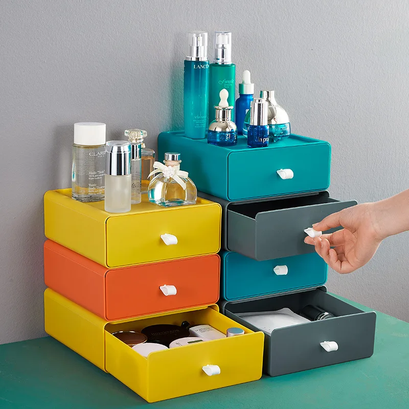 Multi-Layer Stackable Household Drawer Storage Box Office Desktop Finishing Plastic Cosmetic Storage Box Household Supplies