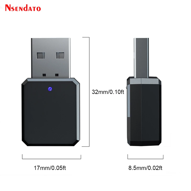 블루투스 V5.1 오디오 음악 수신기, 3.5mm AUX 잭 USB 스테레오 음악 무선 오디오 수신기 어댑터 자동차 TV 스피커