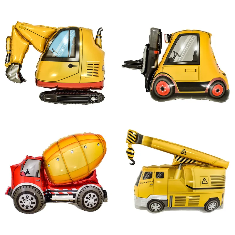 

Engineering Vehicle Foil Balloons Cartoon Excavator Forklift Crane Cement truck Globos Kids Birthday Party Decoration Kid Toys