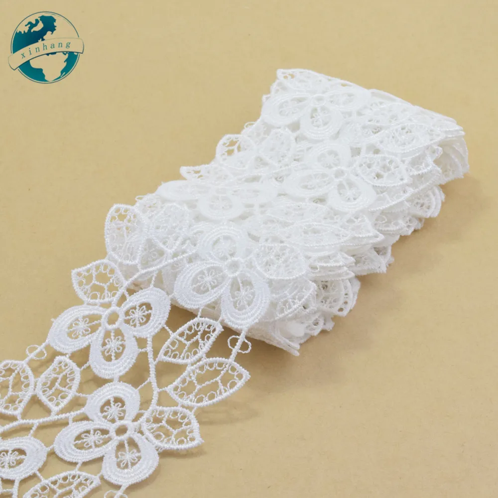 6.5cm poliestere bianco ricamo pizzo francese pizzo nastro tessuto guipure fai da te trim ordito maglieria accessori per cucire #4196