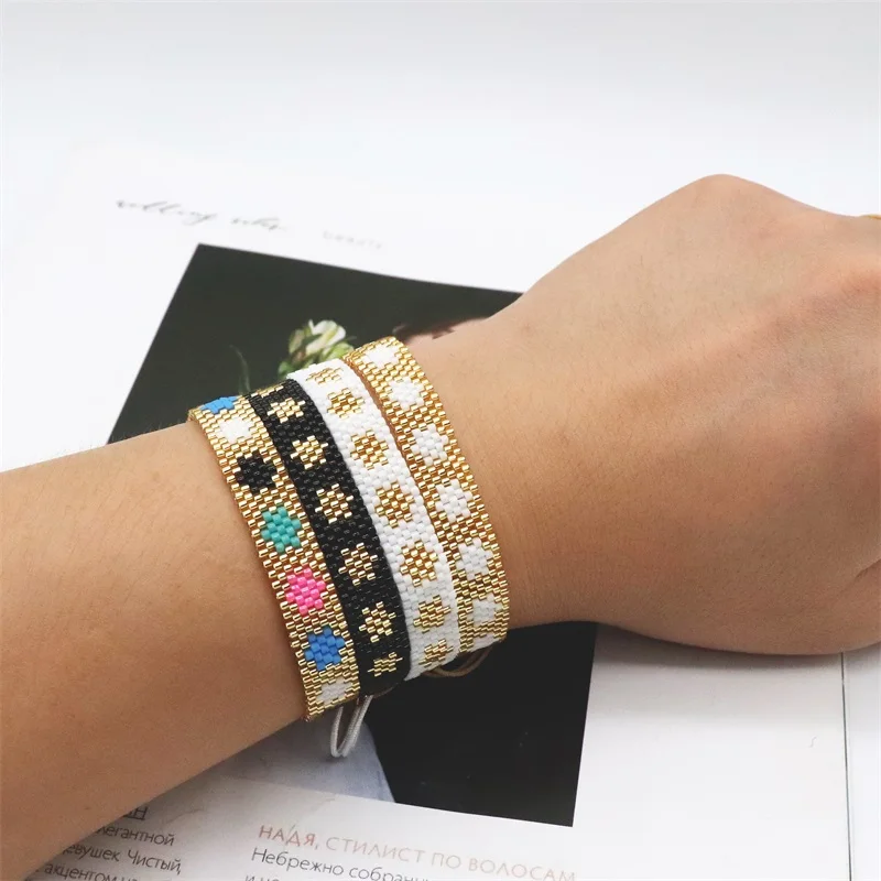 ZHONGVI Miyuki Bracelet For Women Fashion Weaving Star Pattren Adjustable Jewelry Friendship Boho Colorful Bracelets Girls Gift