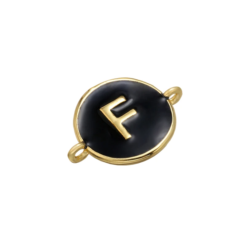 ZHUKOU 13x18mm black brass 26 letters jewelry connector for women bracelet necklace handmade jewelry accessories model: VS440