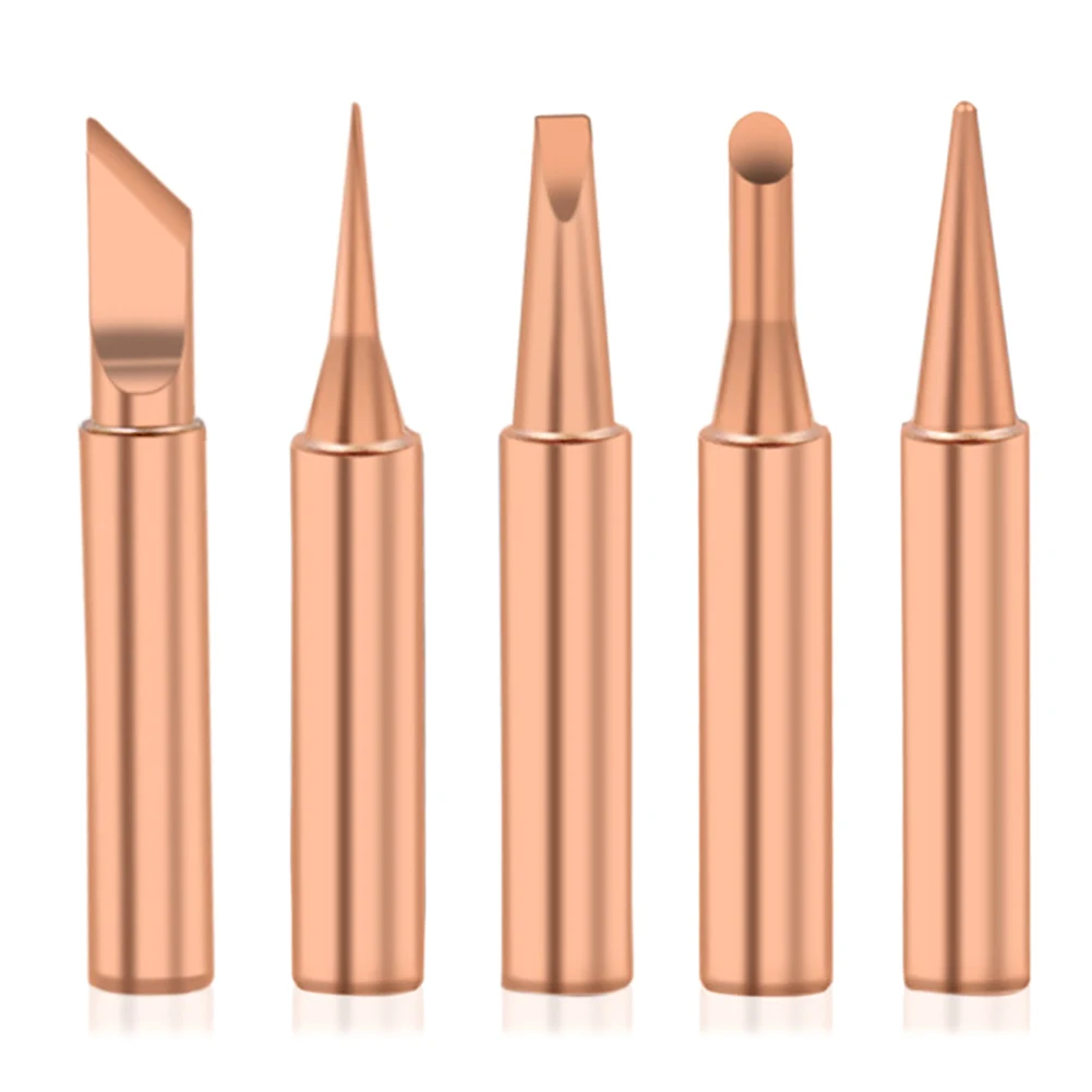 5pcs Copper 900M-T Soldering Iron Tip Lead-free Solder Tips Welding Head BGA Soldering Accessories For Soldering Station