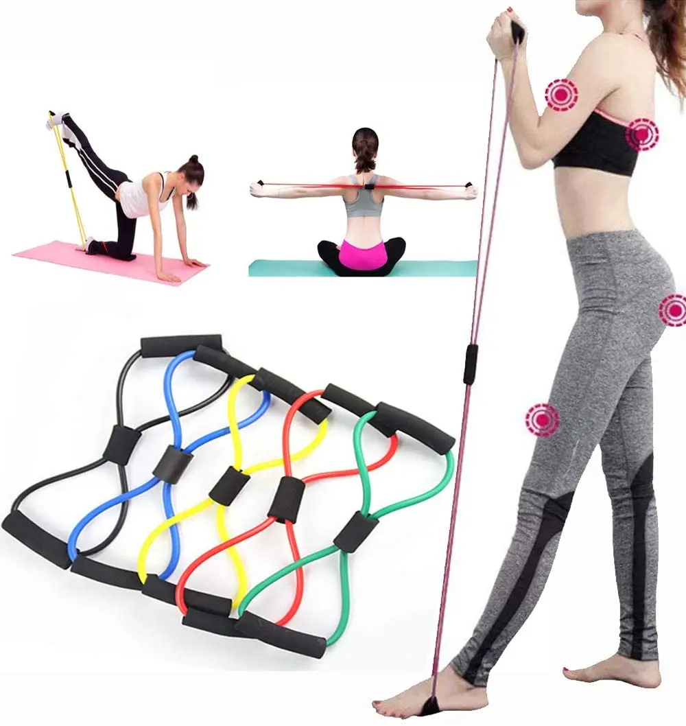 Resistance Exercise Bands Yoga Gym Fitness Pulling Rope 8 Word Elastic for Exercise Muscle Training Tubing Pull Rope