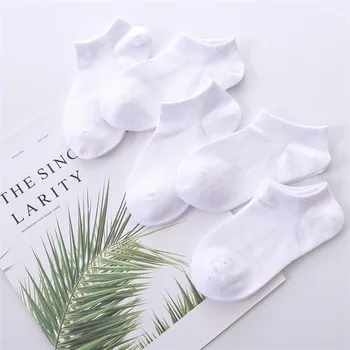 어린이 여름 단색 흰색 면 양말, 용수철 노 쇼 로우 컷 양말, 소년 소녀 보트 양말, 로트 당 5 쌍, 1-12 세 