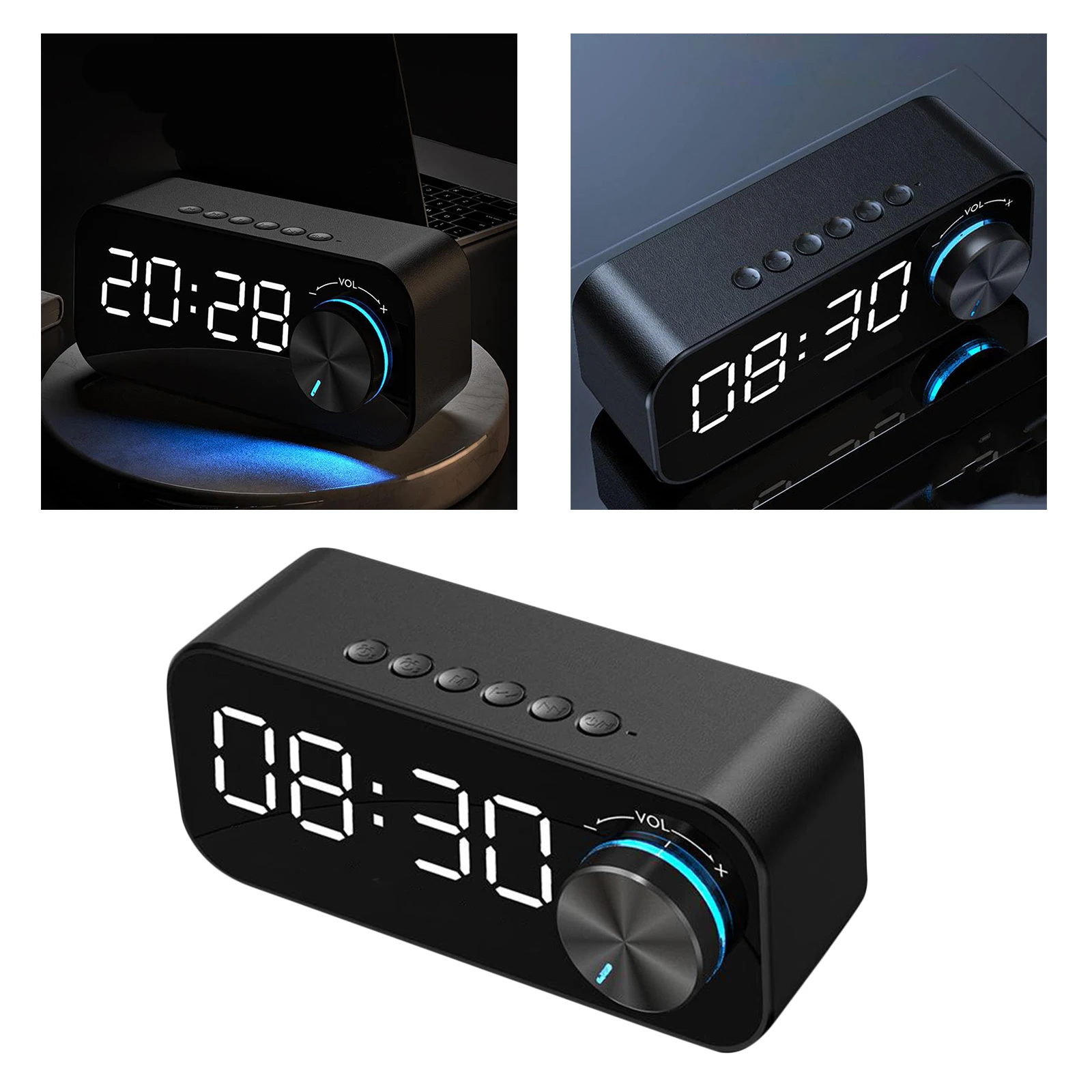 Portable Alarm Clock Bluetooth Subwoofer Speaker Timer TF Card Music Player