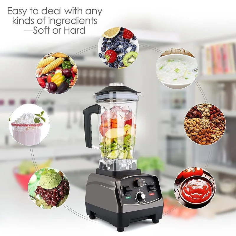Komercyjny timer Blender Mikser Wytrzymała automatyczna sokowirówka Robot kuchenny Kruszarka do lodu Smoothies 1400W