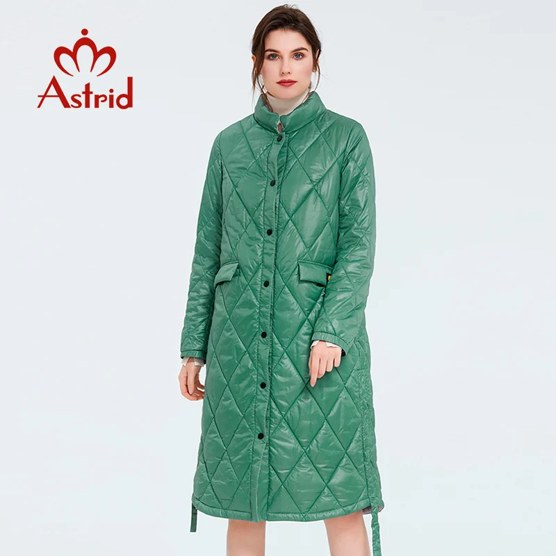 Astrid 2022 Spring Women Parka Coat Warm Jacket Women Thin Cotton Quilted Coat  Standing Collar New Collection  big size ZM-7214