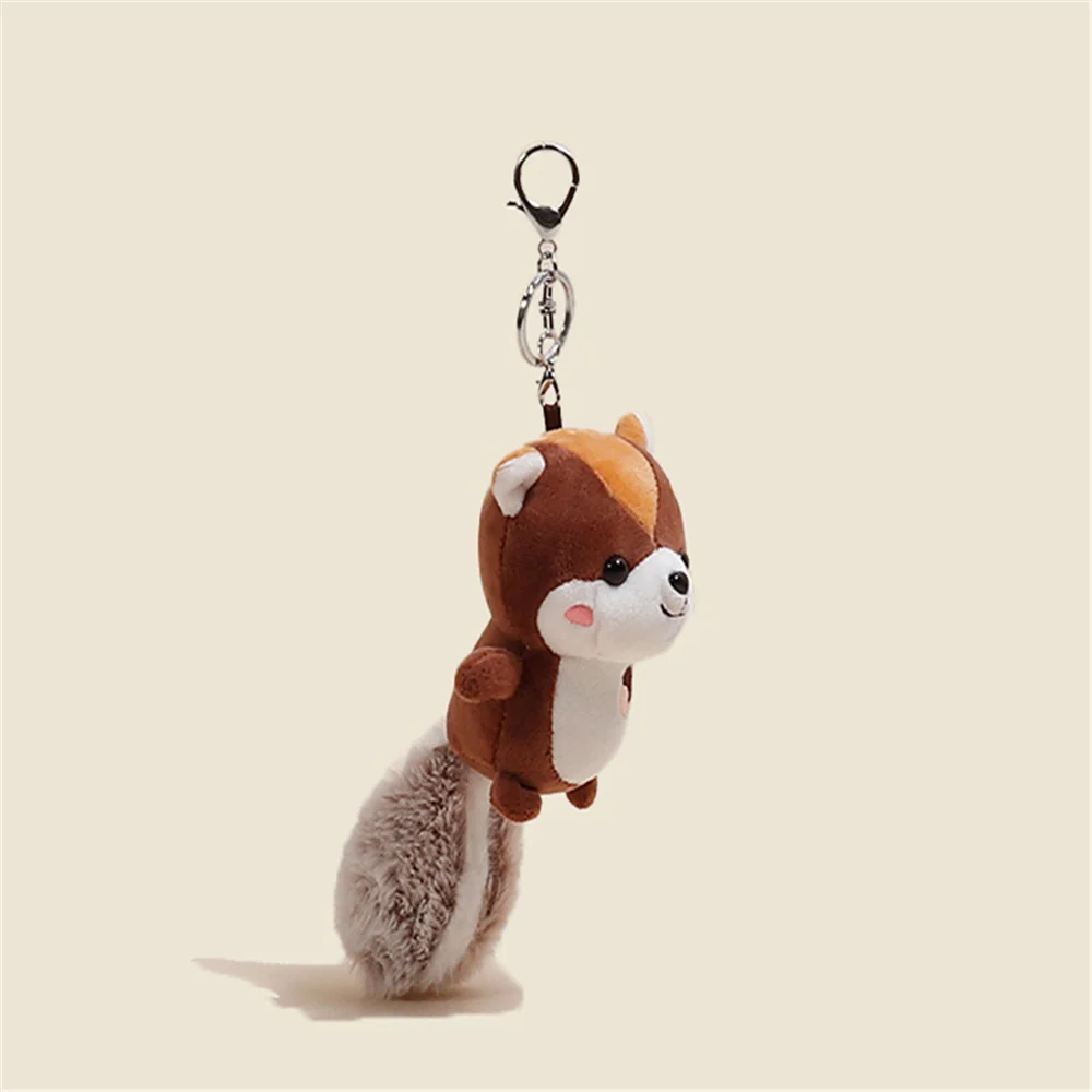 13CM Squirrel Keychain Stuffed Plush Toy Filled Doll Key Ring Clip Pendant