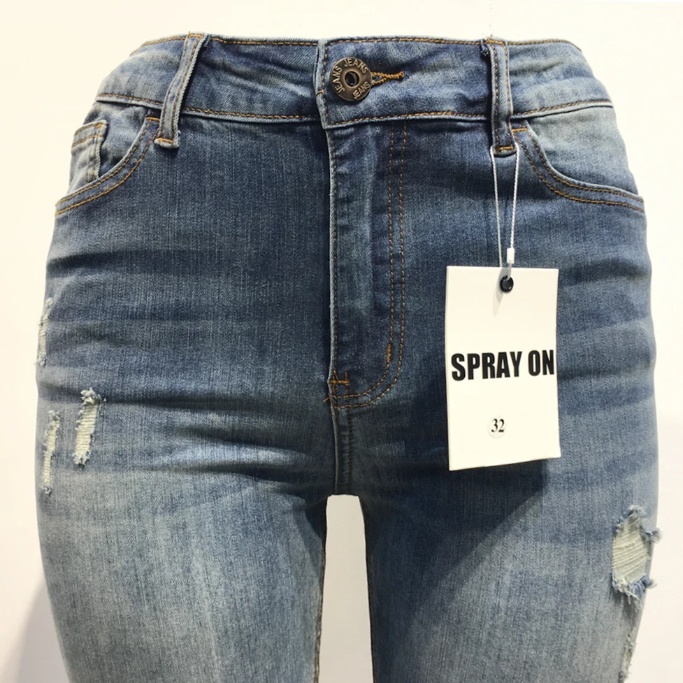 Melody Spray On Jeans 3 Colors Skinny Stretch Jeans For Men Denim Wash Broken Ripped Jeans Fashion Brand Biker Jeans Men Clothes