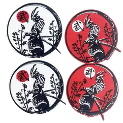 Japanese Samurai Embroidery Patches with Sword Japanese Cultural Style Iron on Sew on Appliques for Clothes Jackets Jeans