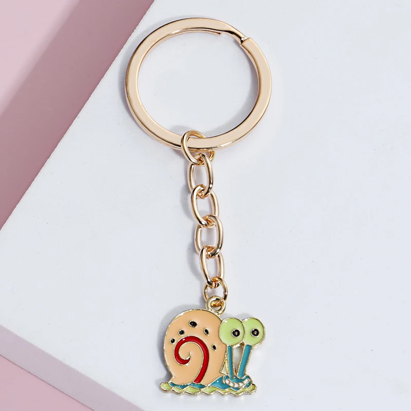 1pc Lovely Cartoon Snail Enamel Keychain DIY Handmade Funny Cute Animal Bag Car Hanging Key Ring For Women Girl Jewelry Gifts