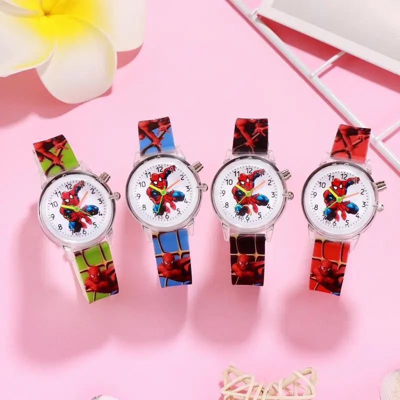 Frozen Princess Elsa Children Cartoon Watches Spiderman Colorful Light Source Boys Watch Girls Kids Party Gift Clock Wristwatch