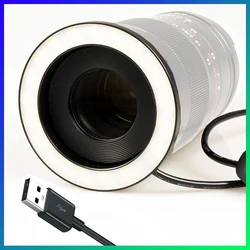 LED Macro Ring Light para Canon, Nikon DSLR Camera Lens, Inclui Anel Adaptador, Trabalho com Power Bank, Ferramentas de Fotografia Macro