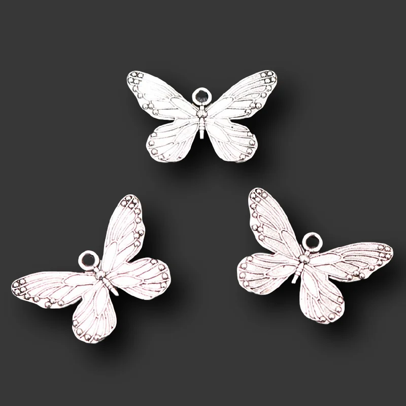 Butterfly Pendant, Butterfly Charm, Insect Charm, Nature Charm, Flying Elf Charm, Silver Plated Tone，DIY Jewelry Making 29*19mm