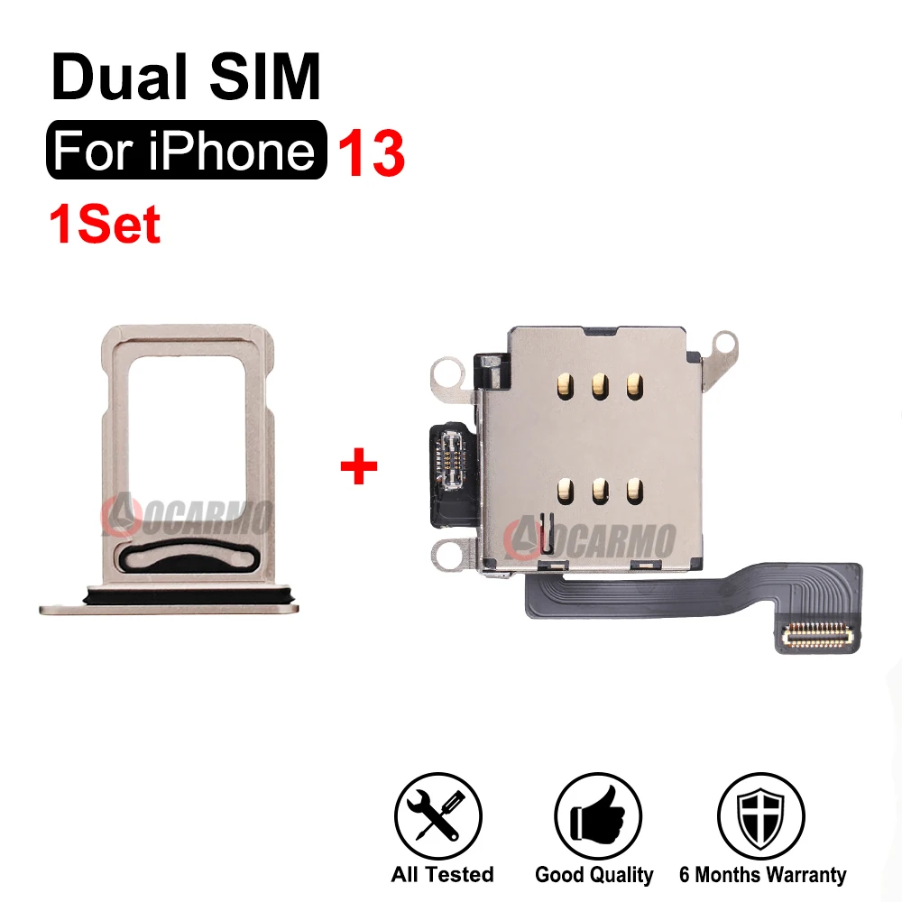 Bandeja de tarjeta SIM Dual para iPhone 13, ranura + lector de SIM, Cable flexible, conjunto completo de piezas de repuesto