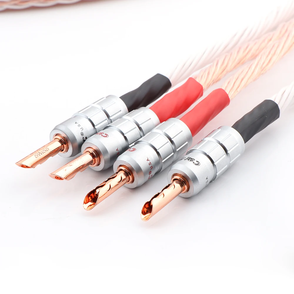 Paar 12TC Hifi-Lautsprecherkabel mit 2 Bananensteckern auf 4 Bananenstecker, 7N OCC Reinkupfer-Lautsprecherkabel, 15AWG Lautsprecherkabel – Detail 8