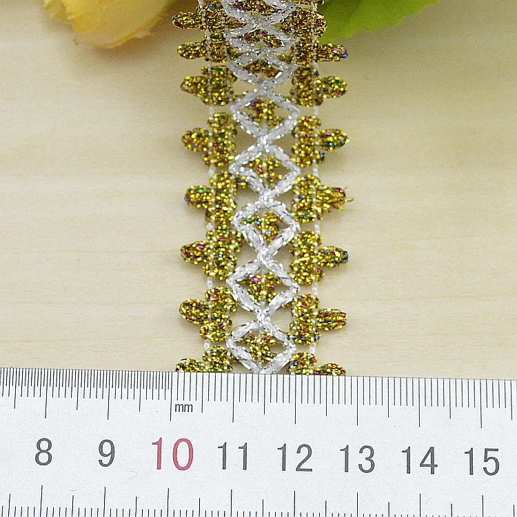 5Meters Cosplay Appliqued Ribbons Performance Accessories Wave Crochet Lace Gold Silver Braid Trims Gold Sewing Band 2.9cm